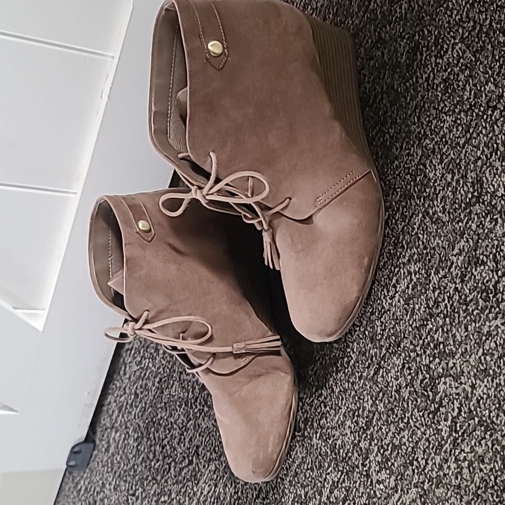 Dr. Scholls Beige Wedge Ankle Boot  Wide Width